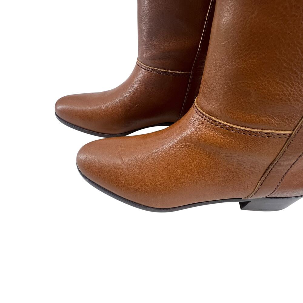 Veronica Beard Dwyer Knee High Riding Boot Size 8 Leather Wide Calf Tall Brown - Picture 6 of 6